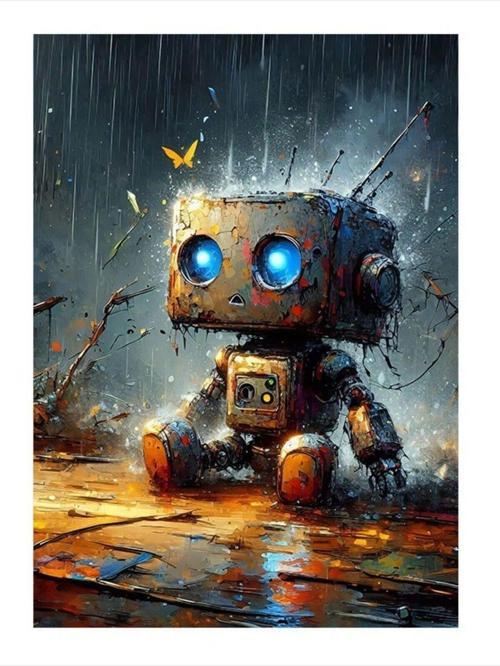 Sevimli Robot Mdf poster 25 cm x 35 cm