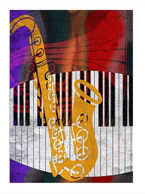 Jazz Caz Müzik Temalı Model Mdf tablo 25 cm x 35 cm