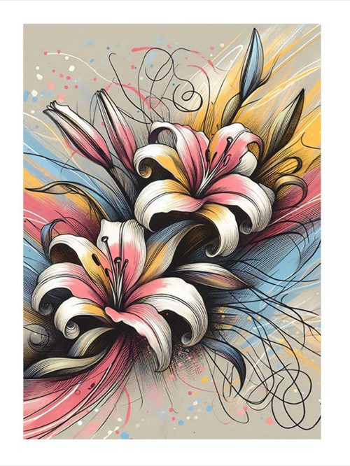 Zambak Çiçeği Art Mdf Tablo 25 cm x 35 cm
