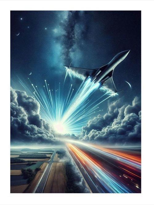 Jet Ve Bulutlar Art Mdf Poster 50 cm x 70 cm