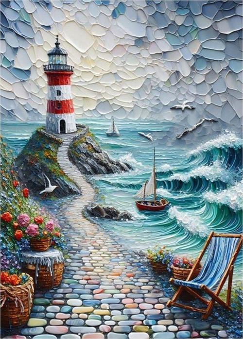 Deniz Feneri Ve Manzara Mdf poster 25 cm x 35 cm