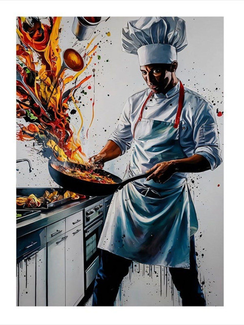 Aşçı Adam Desenli Mdf Tablo 35 cm x 50 cm