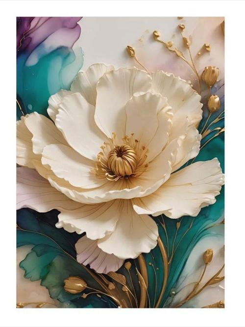 Beyaz Açmış Çiçek Hediyelik Mdf Tablo 25 cm x 35 cm