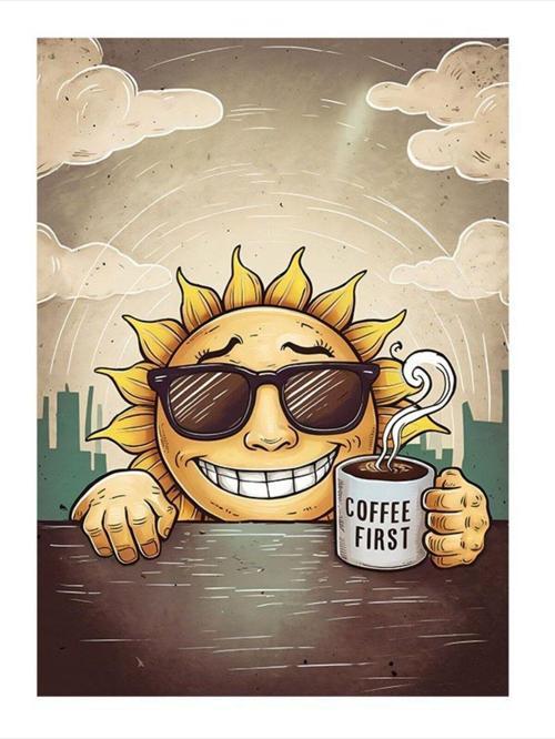 Kahve İçen Güneş Model Mdf tablo 25 cm x 35 cm