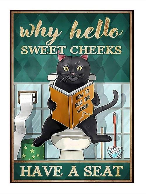 Tuvaletteki Kedi Model Mdf tablo 25 cm x 35 cm