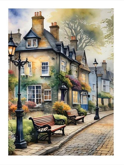 Banklar Ve Evler Art Mdf Tablo 35 cm x 50 cm