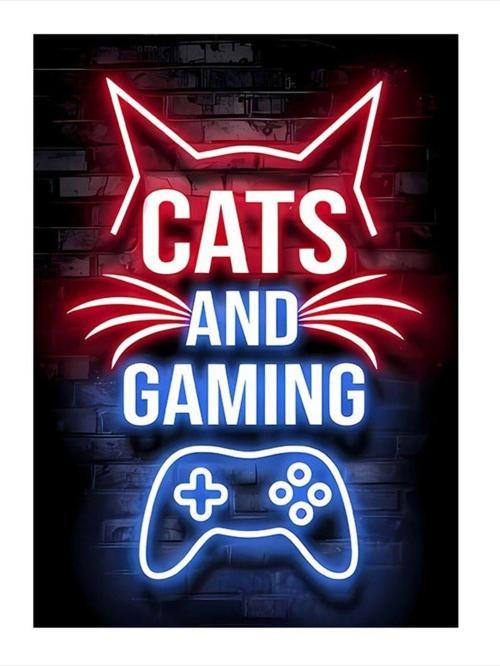 Kediler Ve Oyunlar Hediyelik Mdf Tablo 50 cm x 70 cm