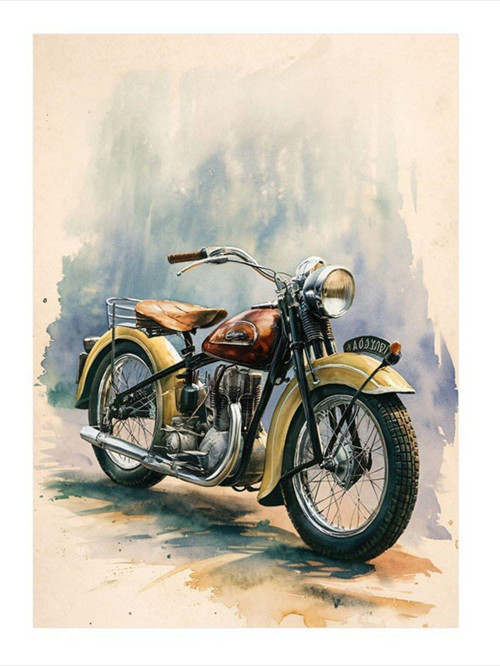Retro Motosiklet Mdf Tablo 25 cm x 35 cm