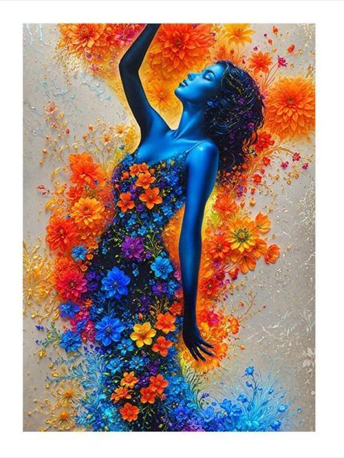 Çiçekler Ve Kadın Art Mdf Poster 35 cm x 50 cm