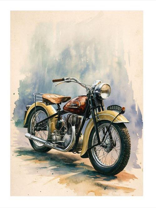 Retro Motosiklet Mdf Tablo 50 cm x 70 cm