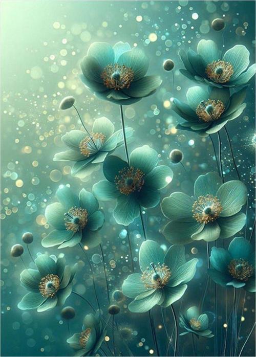 Yeşil Çiçekler Art Mdf Tablo 35 cm x 50 cm