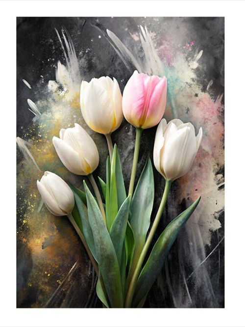 Beyaz Laleler Art Mdf Poster 35 cm x 50 cm