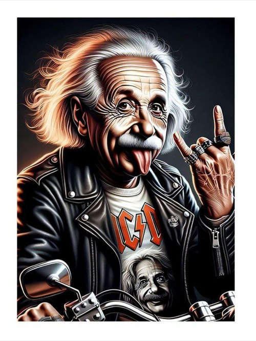 Albert Einstein Heavy Metal Temalı Mdf Tablo 50 cm x 70 cm