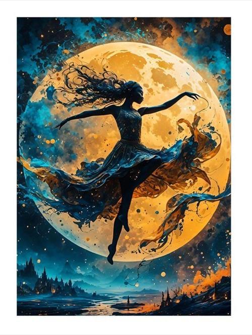 Dans Eden Kadın Ve Dolunay Modern Mdf Tablo 35 cm x 50 cm