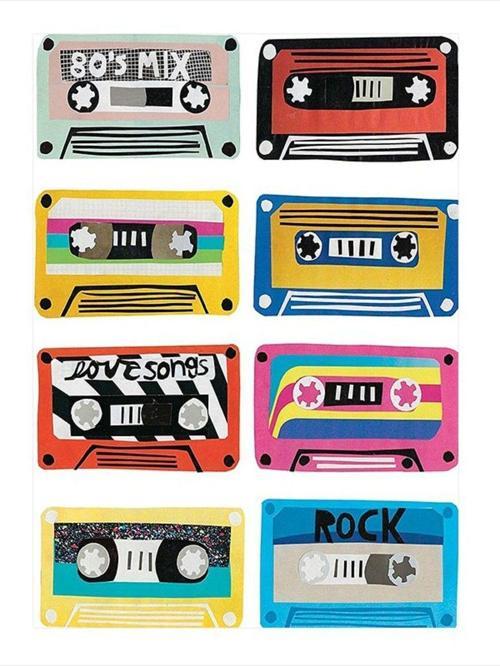 Müzik Kasetleri Tasarım Mdf Tablo 50 cm x 70 cm