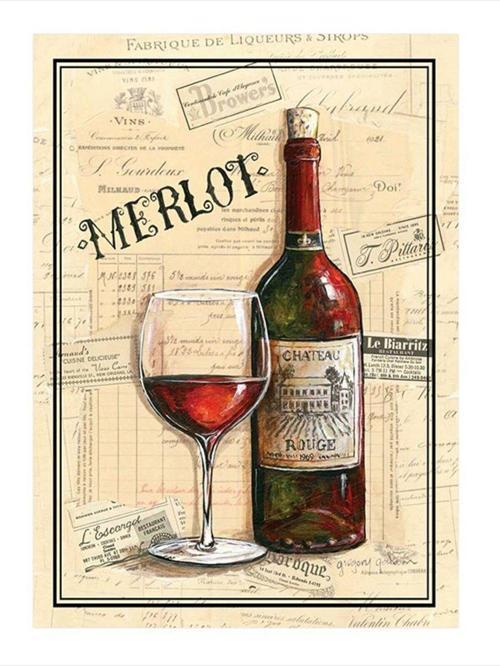 Kırmızı Şarap Temalı Desenli Mdf Tablo 25 cm x 35 cm