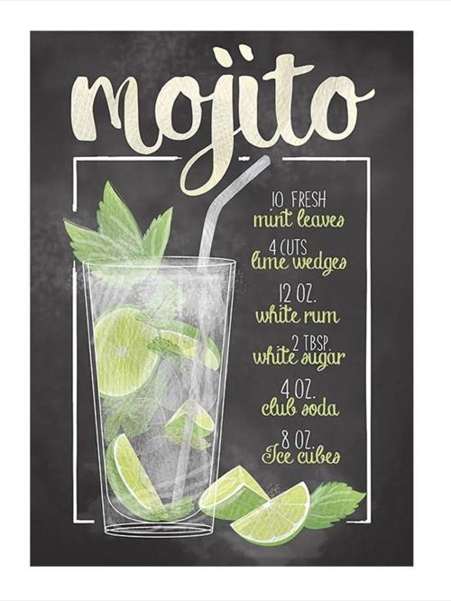 Mojito Kokteyl Mdf poster 25 cm x 35 cm