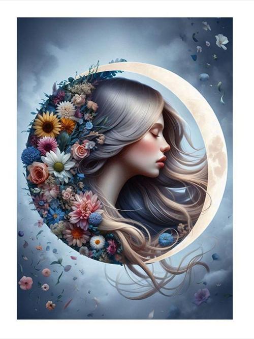 Renkli Çiçekler Ve Kadın Tasarım Mdf Tablo 25 cm x 35 cm