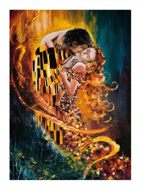 Öpüşen Soyut Çift Art Mdf Poster 50 cm x 70 cm