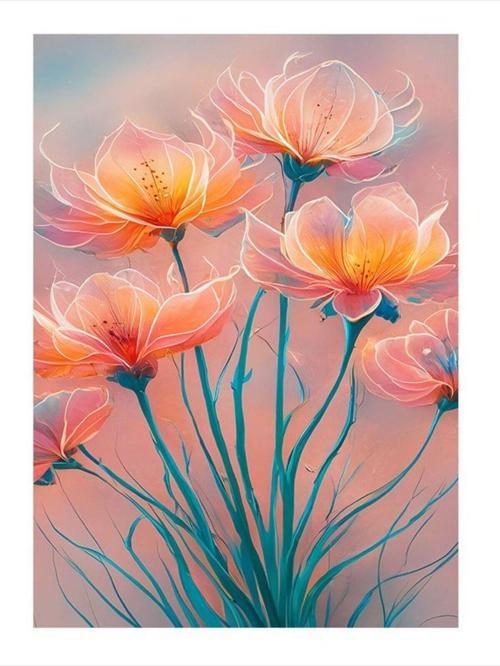 Kırmızı Çiçekler Model Mdf tablo 50 cm x 70 cm