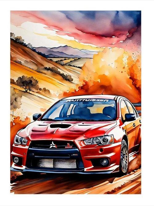 Kırmızı Spor Araba Mdf poster 35 cm x 50 cm