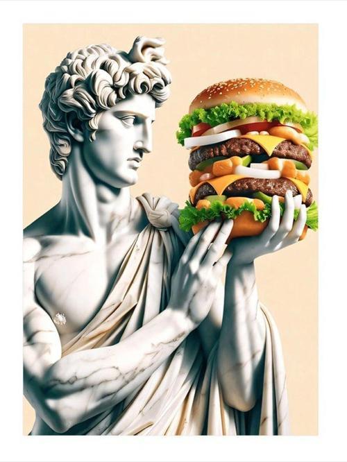Hamburger Yiyen Roma Heykeli Art Mdf Poster 35 cm x 50 cm