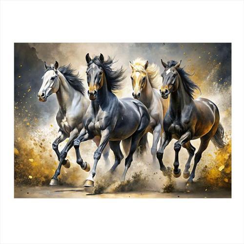 Koşan Atlar Hediyelik Mdf Tablo 50 cm x 70 cm