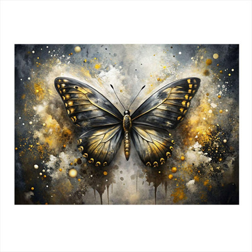 Gold Renk Kelebek Modern Mdf Tablo 50 cm x 70 cm