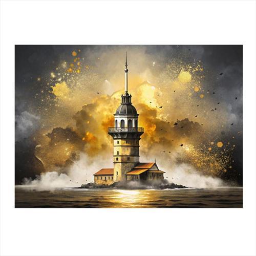 İstanbul Kız Kulesi Model Mdf tablo 35 cm x 50 cm