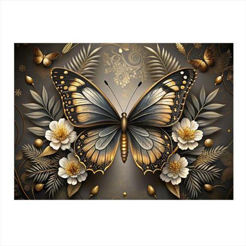 Kelebek Ve Çiçekler Hediyelik Mdf Tablo 35 cm x 50 cm
