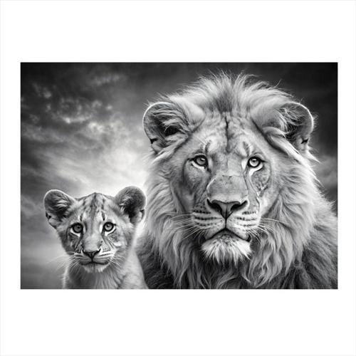 Anne Ve Yavru Aslan Modern Mdf Tablo 35 cm x 50 cm