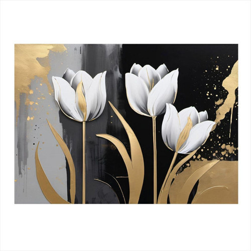Beyaz Laleler Model Mdf tablo 50 cm x 70 cm