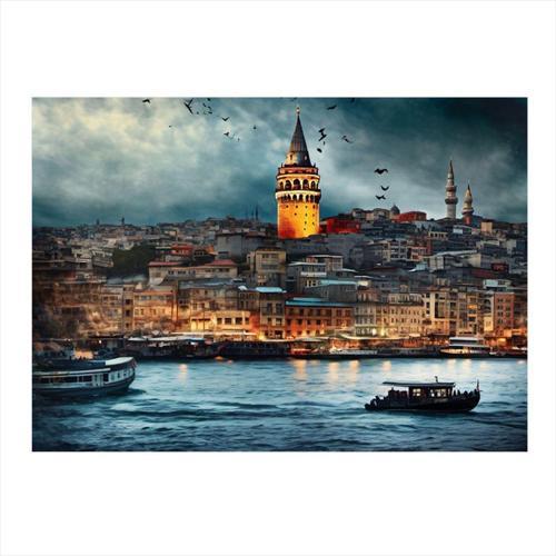 İstanbul Galata Kulesi Modern Mdf Tablo 50 cm x 70 cm