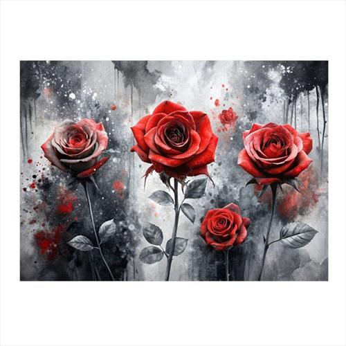 Kırmızı Güller Mdf poster 35 cm x 50 cm