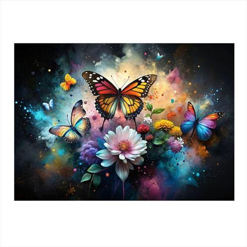 Kelebek Ve Çiçekler Art Mdf Tablo 50 cm x 70 cm