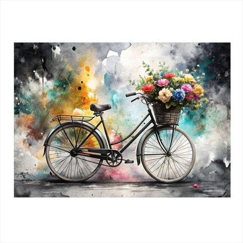 Bisiklet Ve Çiçekler Art Mdf Poster 35 cm x 50 cm