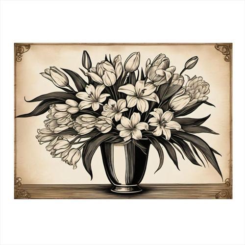 Vazodaki Çiçekler Dekoratif Mdf Tablo 35 cm x 50 cm