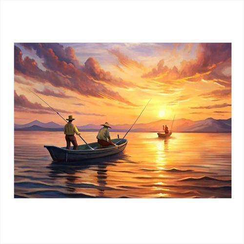 Balık Tutan Balıkçılar Hediyelik Mdf Tablo 35 cm x 50 cm