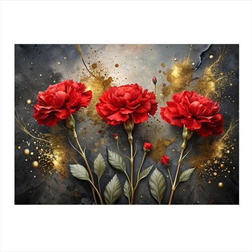 Kırmızı Karanfil Mdf Tablo 50 cm x 70 cm