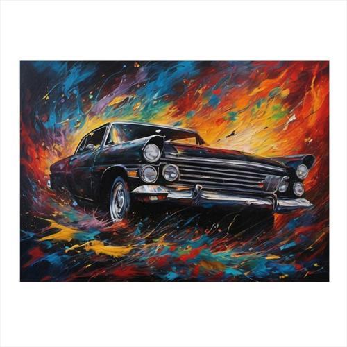 Retro Siyah Araba Art Mdf Tablo 50 cm x 70 cm