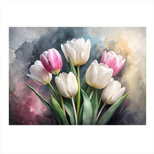 Beyaz Laleler Art Mdf Poster 50 cm x 70 cm