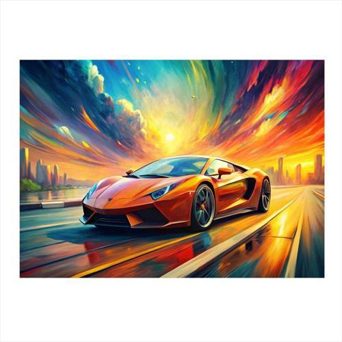 Turuncu Spor Araba Model Mdf tablo 50 cm x 70 cm
