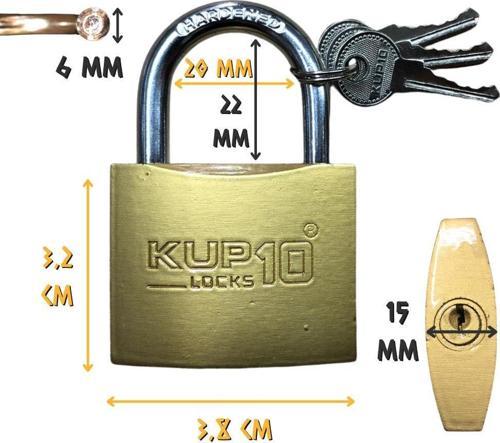 Asma Kilit Sarı 38 mm. - 3 Anahtarlı