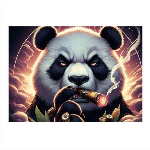 Puro İçen Panda Art Mdf Poster 50 cm x 70 cm