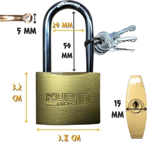 Uzun Kanca Asma Kilit Sarı 38 mm. - 3 Anahtarlı