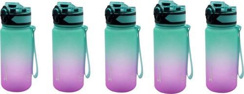 5 Adet * 350Ml Tritan Motivasyonlu Su Matarası Çift Renk (Yeşil - Pembe)