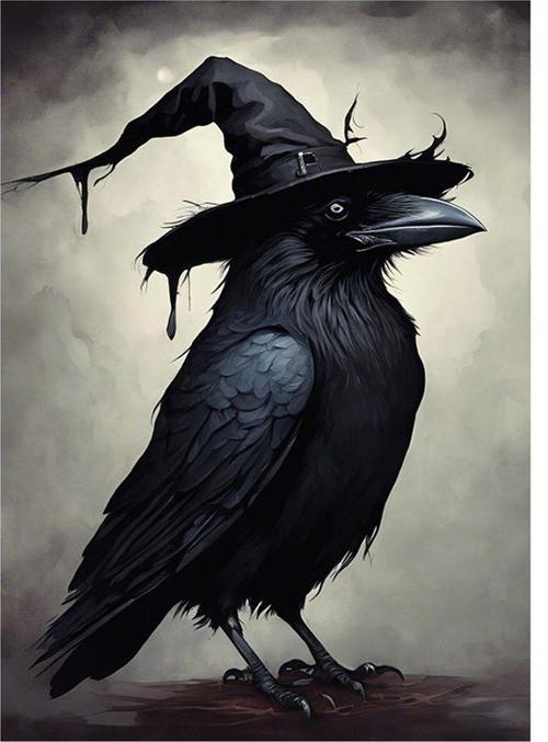 Büyücü Karga Desenli Ahşap Tablo 25 cm x 35 cm