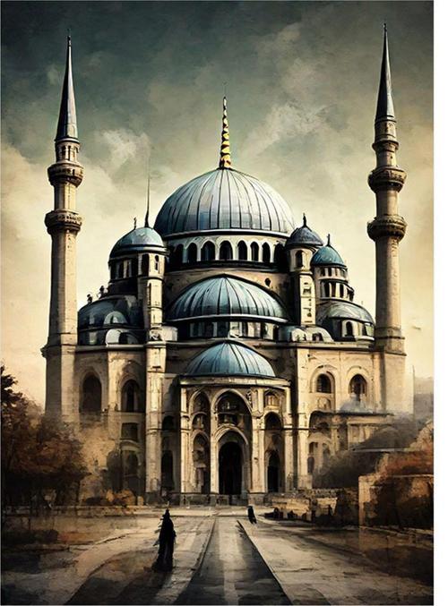 Cami Gazete Fon Hediyelik Ahşap Tablo 35 cm x 50 cm