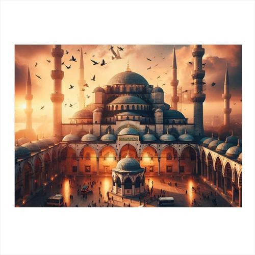 Cami Manzarası Model Ahşap Tablo 35 cm x 50 cm