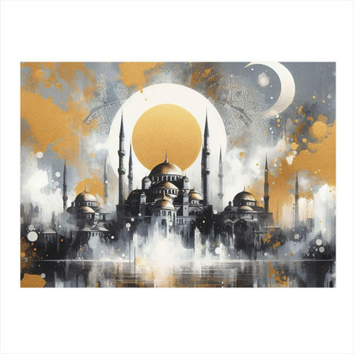 Cami Temalı Hediyelik Ahşap Tablo 35 cm x 50 cm